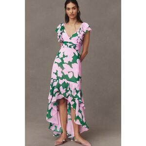 Anthropologie Hutch plus size Chiffon Short Sleeve Maxi Dress wedding size 20W